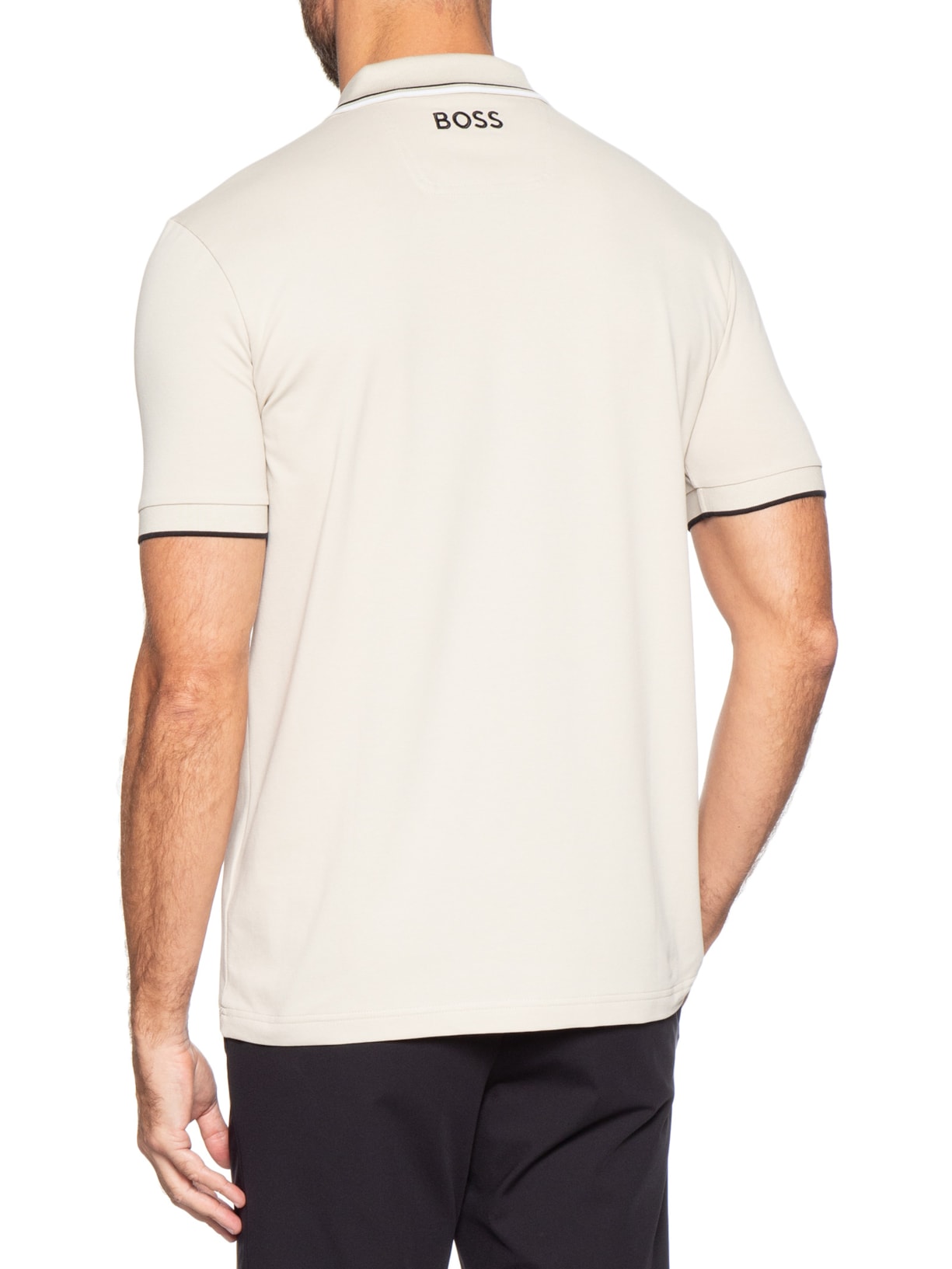 Polo Masculina Fit  Stretch Piquet Paddy Bege Boss