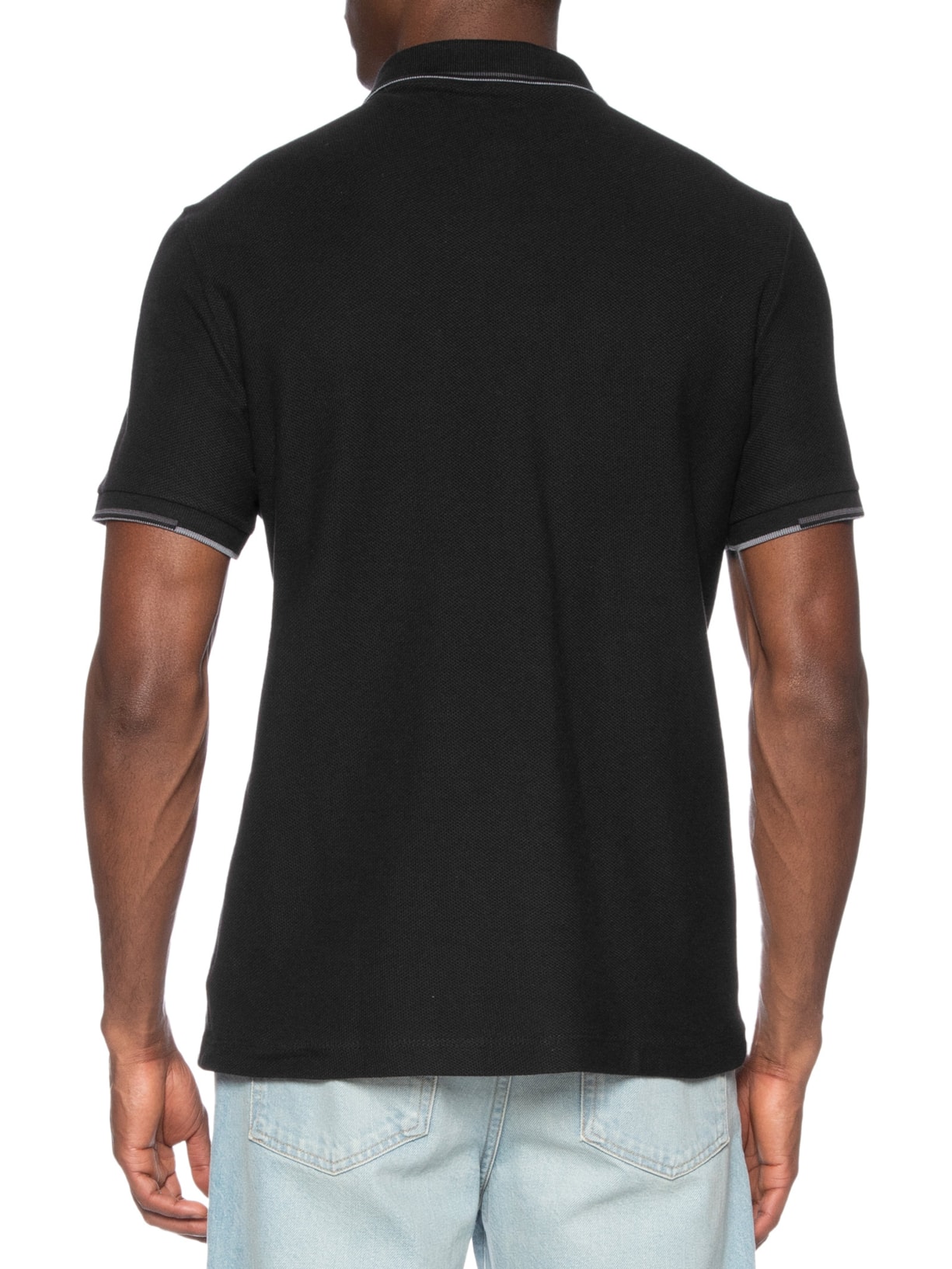 Polo Masculina Friso Bicolor Em Piquet Preto Hering