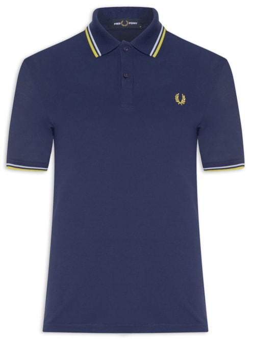Polo Masculina Friso Duplo Regular Fit Em Piquet De Algodão – Azul