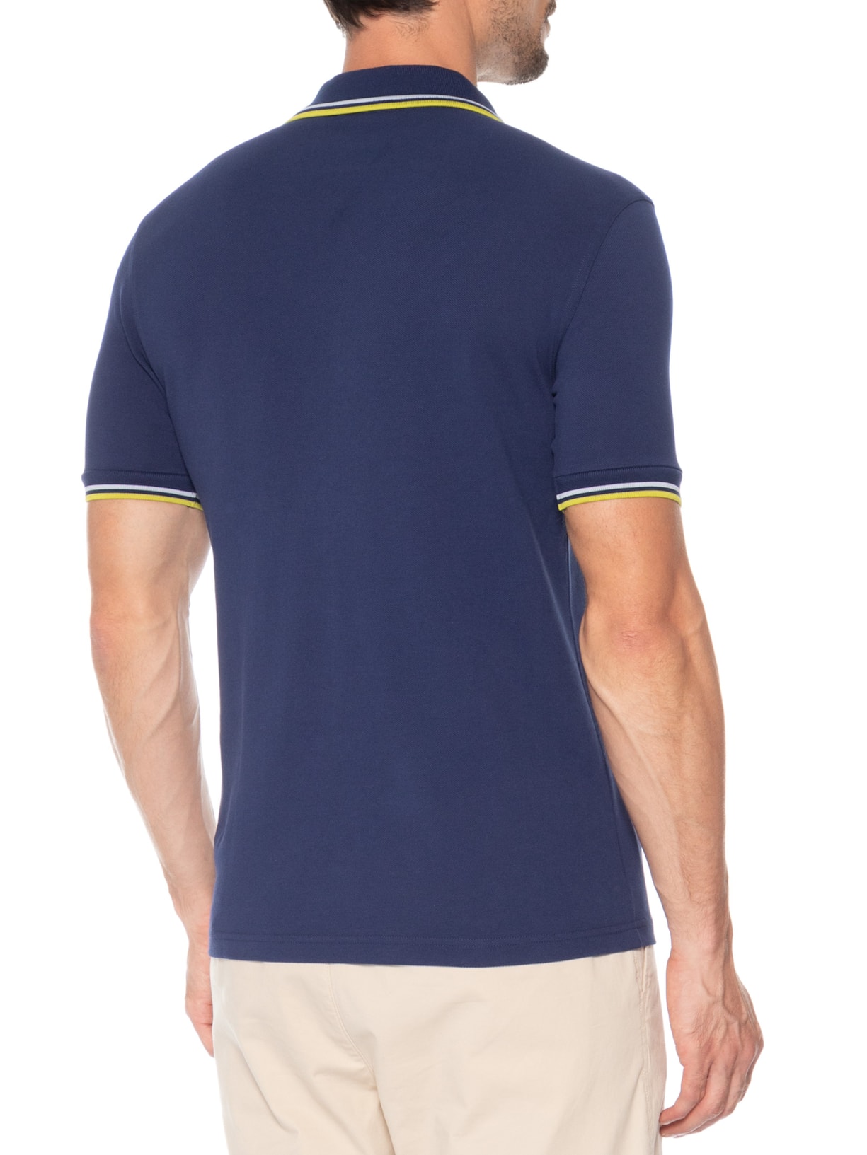 Polo Masculina Friso Duplo Regular Fit Em Piquet De Algodão Azul Fred Perry
