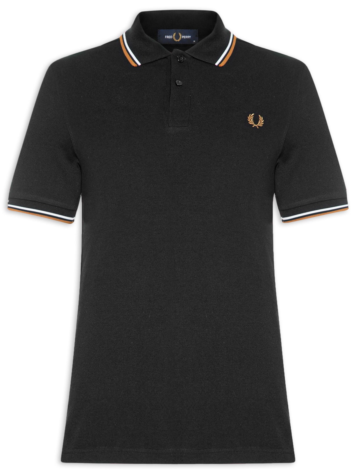 Polo Masculina Friso Duplo Regular Fit Em Piquet De Algodão Preto Fred Perry