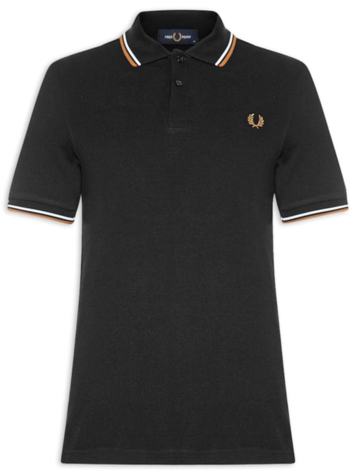 Polo Masculina Friso Duplo Regular Fit Em Piquet De Algodão – Preto