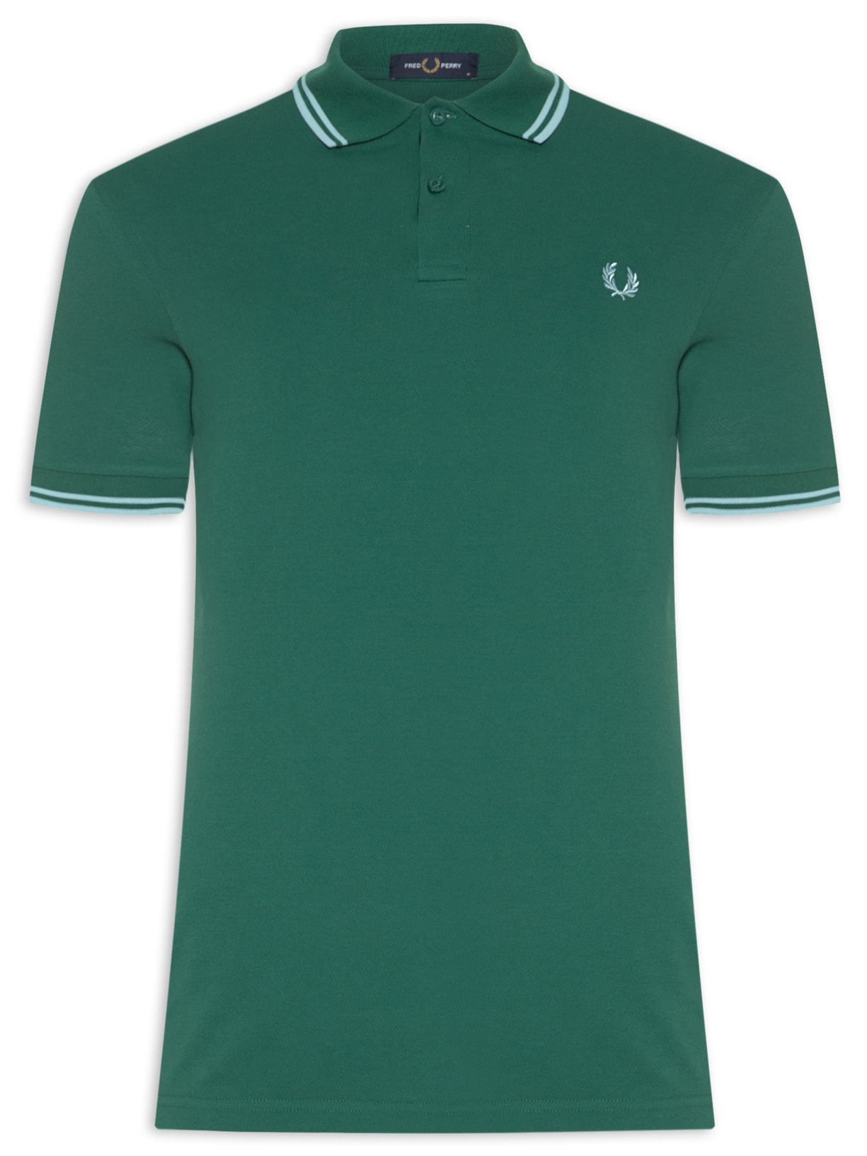 Polo Masculina Friso Duplo Regular Fit Em Piquet De Algodão Verde Fred Perry