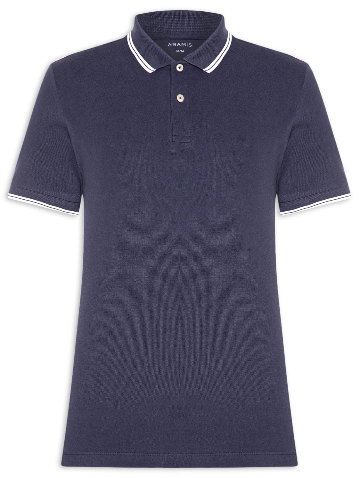 Polo Masculina Friso Duplo Relevo Azul Aramis