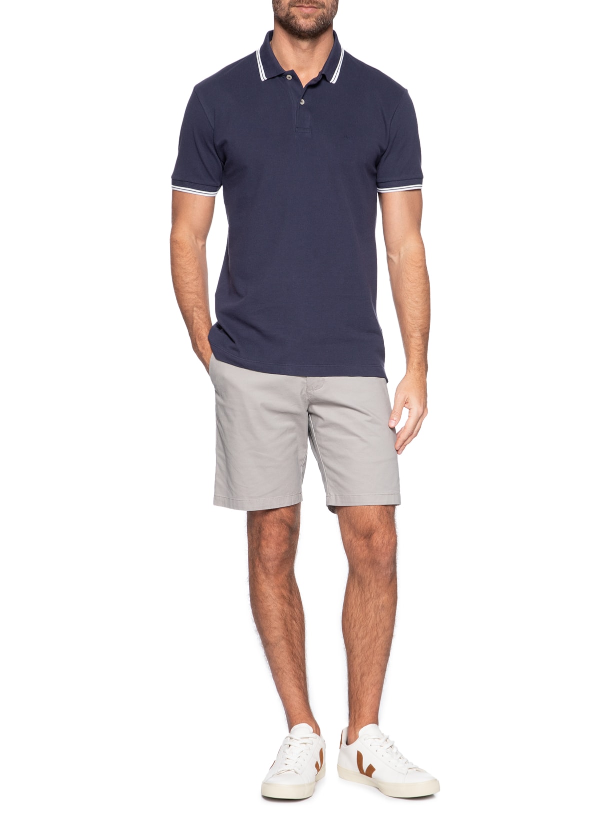 Polo Masculina Friso Duplo Relevo Azul Aramis