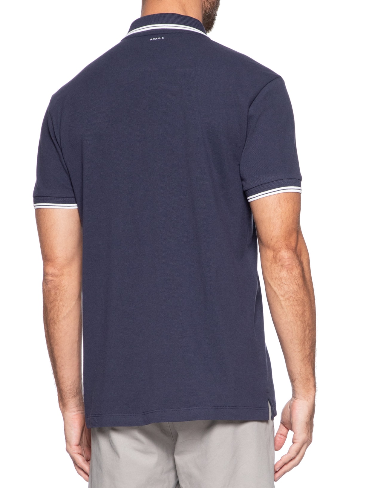 Polo Masculina Friso Duplo Relevo Azul Aramis