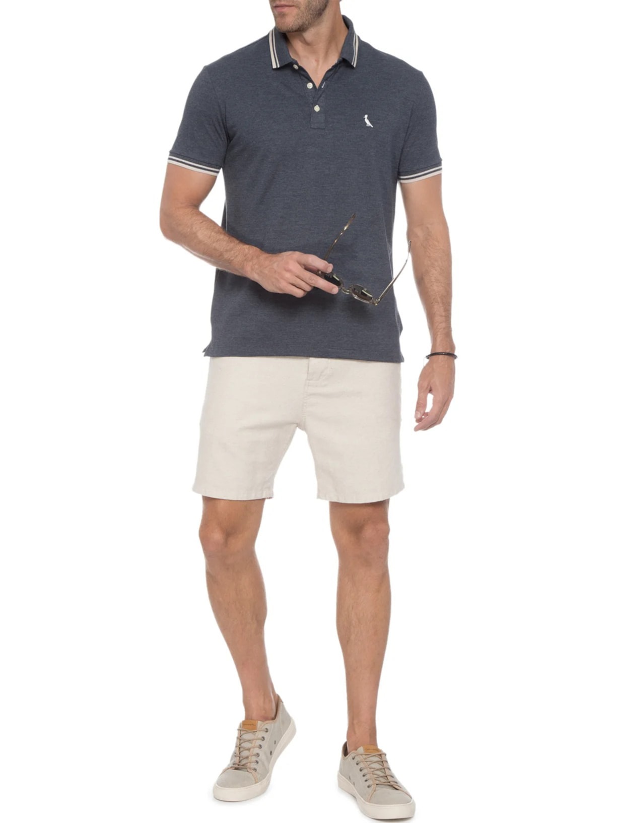 Polo Masculina Friso Rajado Azul Reserva