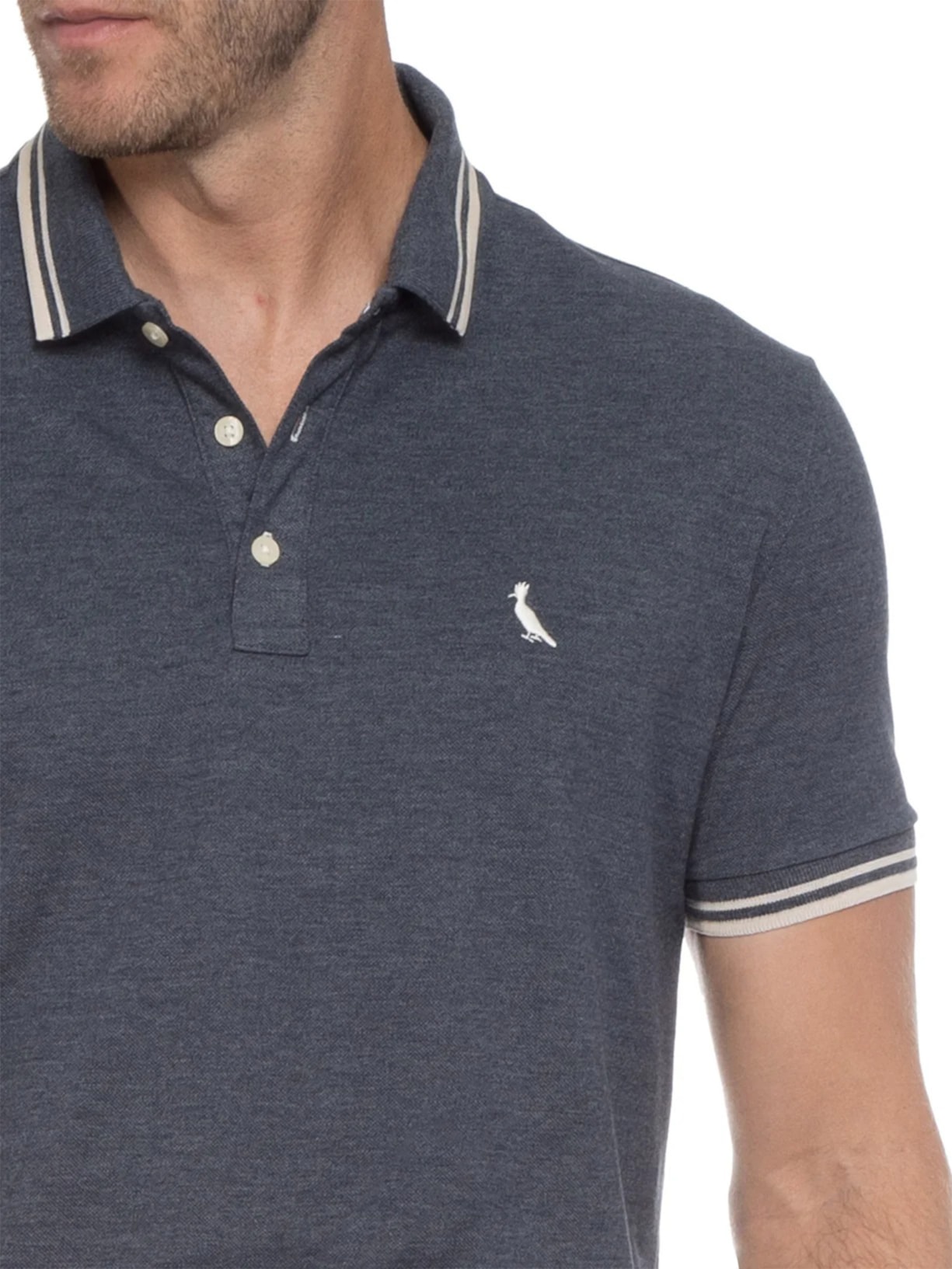 Polo Masculina Friso Rajado Azul Reserva