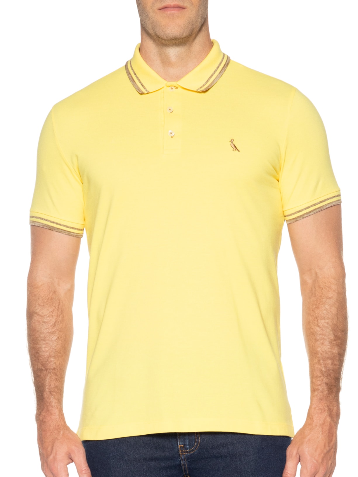 Polo Masculina Friso Rajado Light Amarelo Reserva