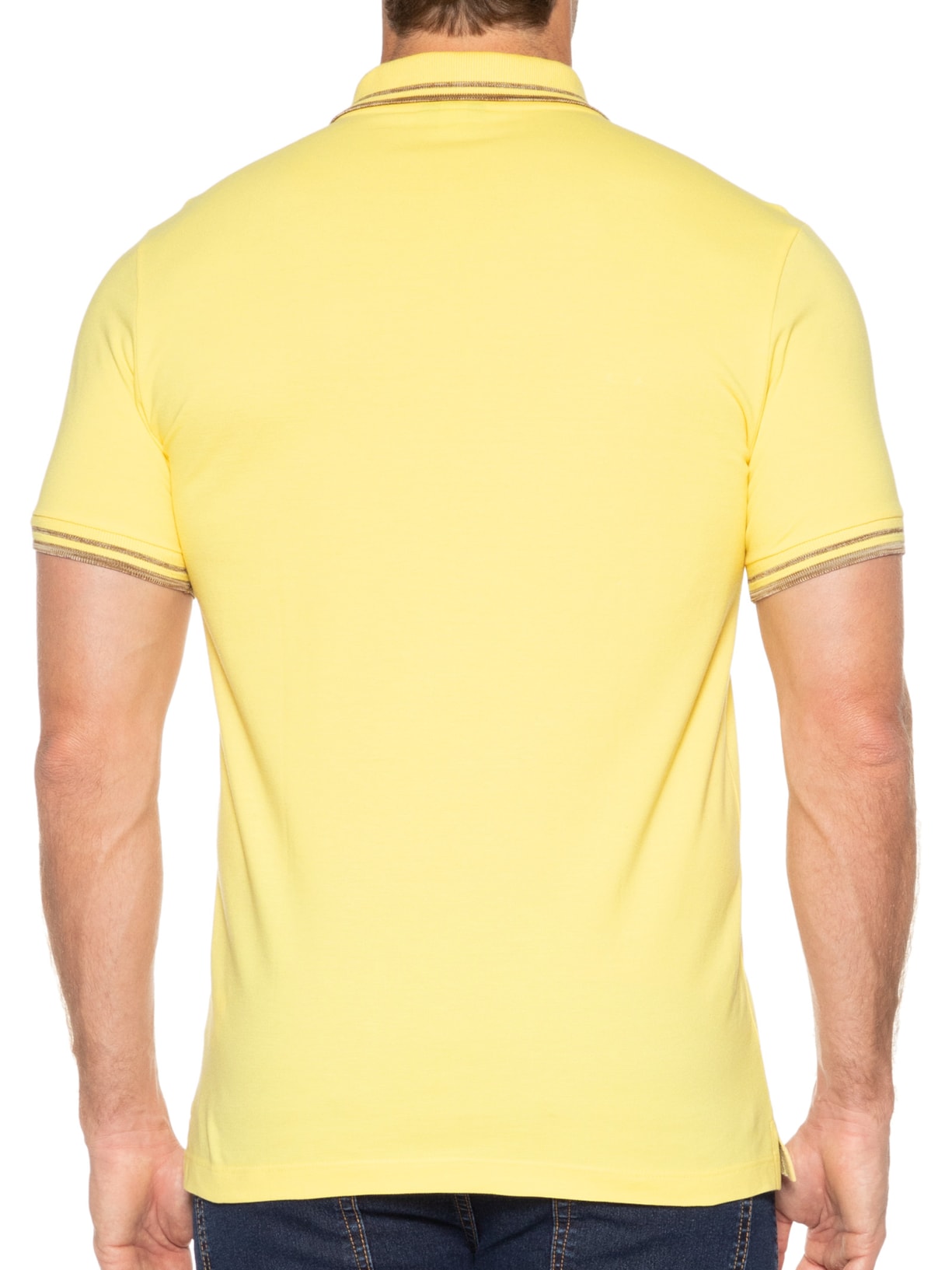 Polo Masculina Friso Rajado Light Amarelo Reserva