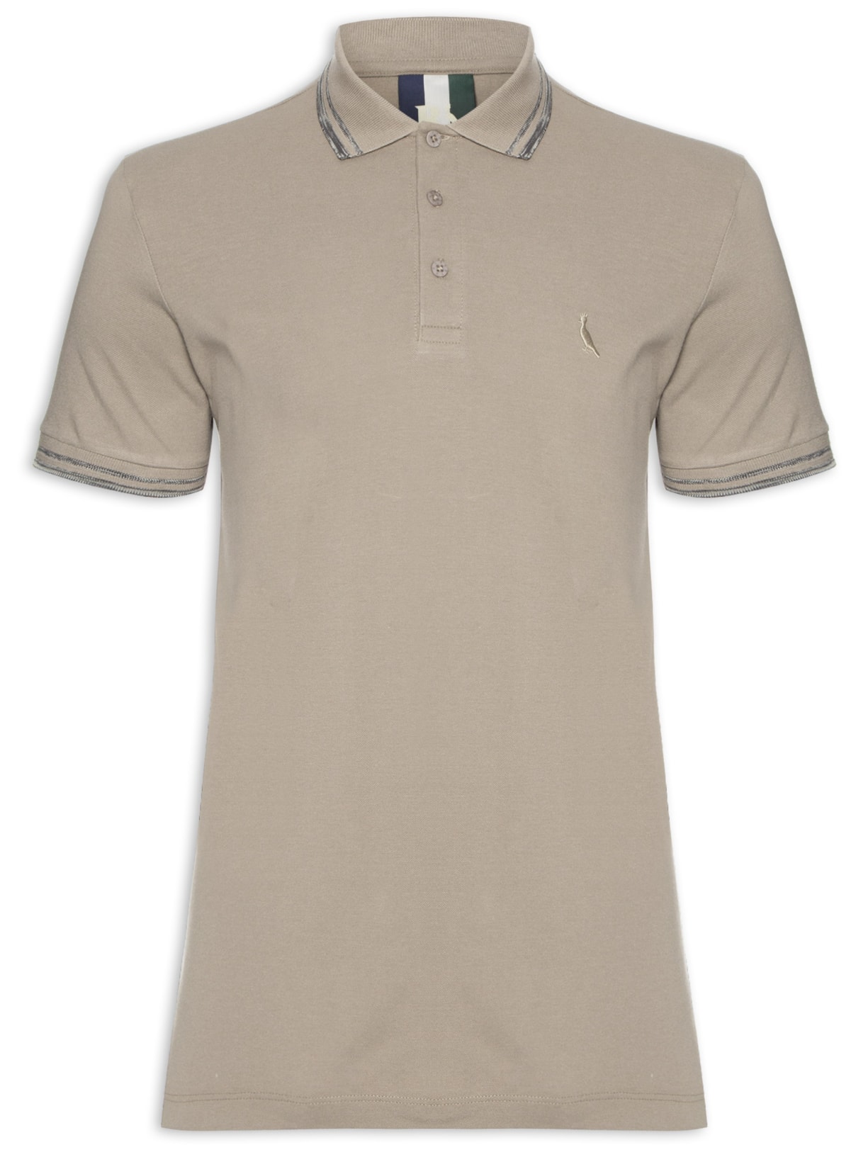 Polo Masculina Friso Rajado - Marrom