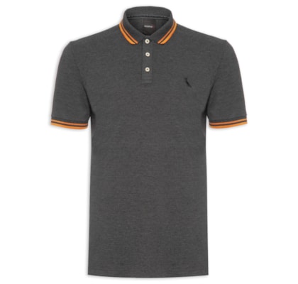 Polo Masculina Friso Rajado - Preto