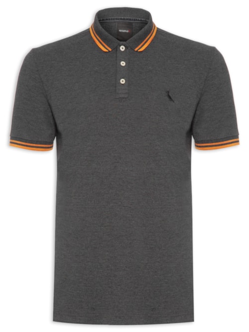 Polo Masculina Friso Rajado - Preto