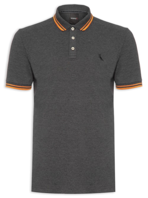 Polo Masculina Friso Rajado - Preto