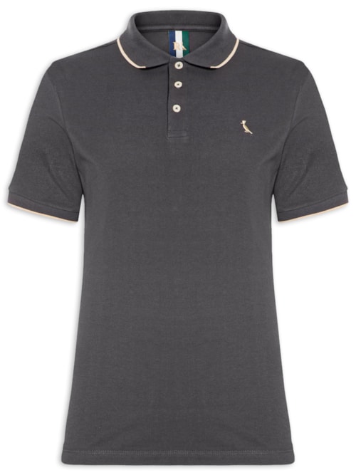 Polo Masculina Friso Único Co - Cinza