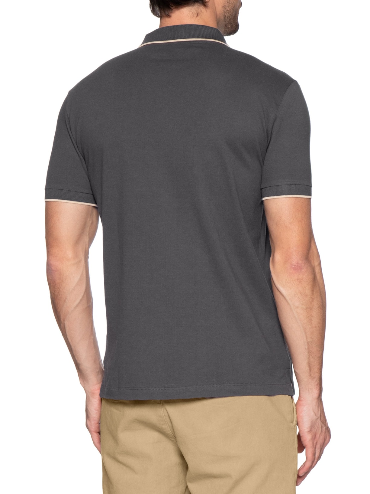 Polo Masculina Friso Único Co Cinza Reserva