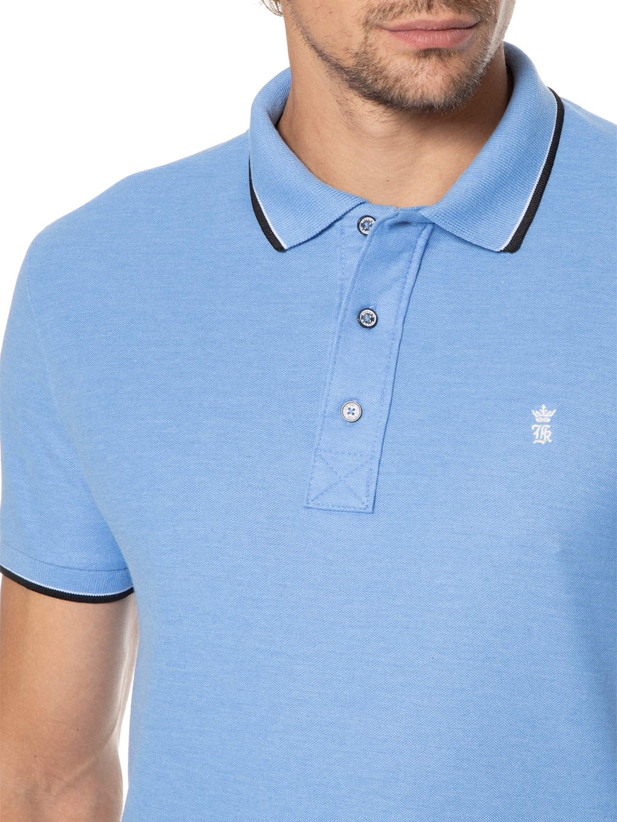 Polo Masculina Frisos Azul Sergio K