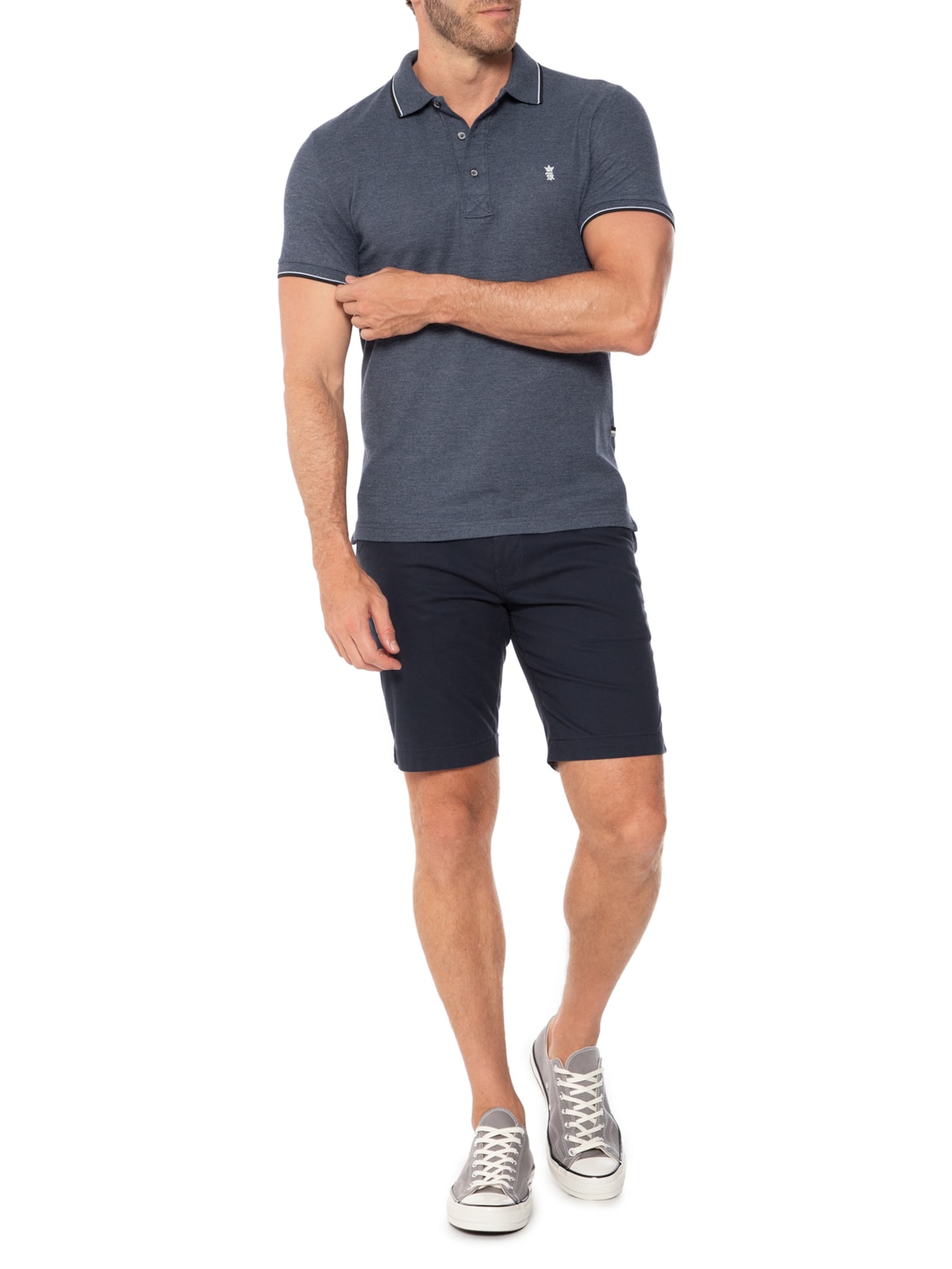 Polo Masculina Frisos Azul Sergio K