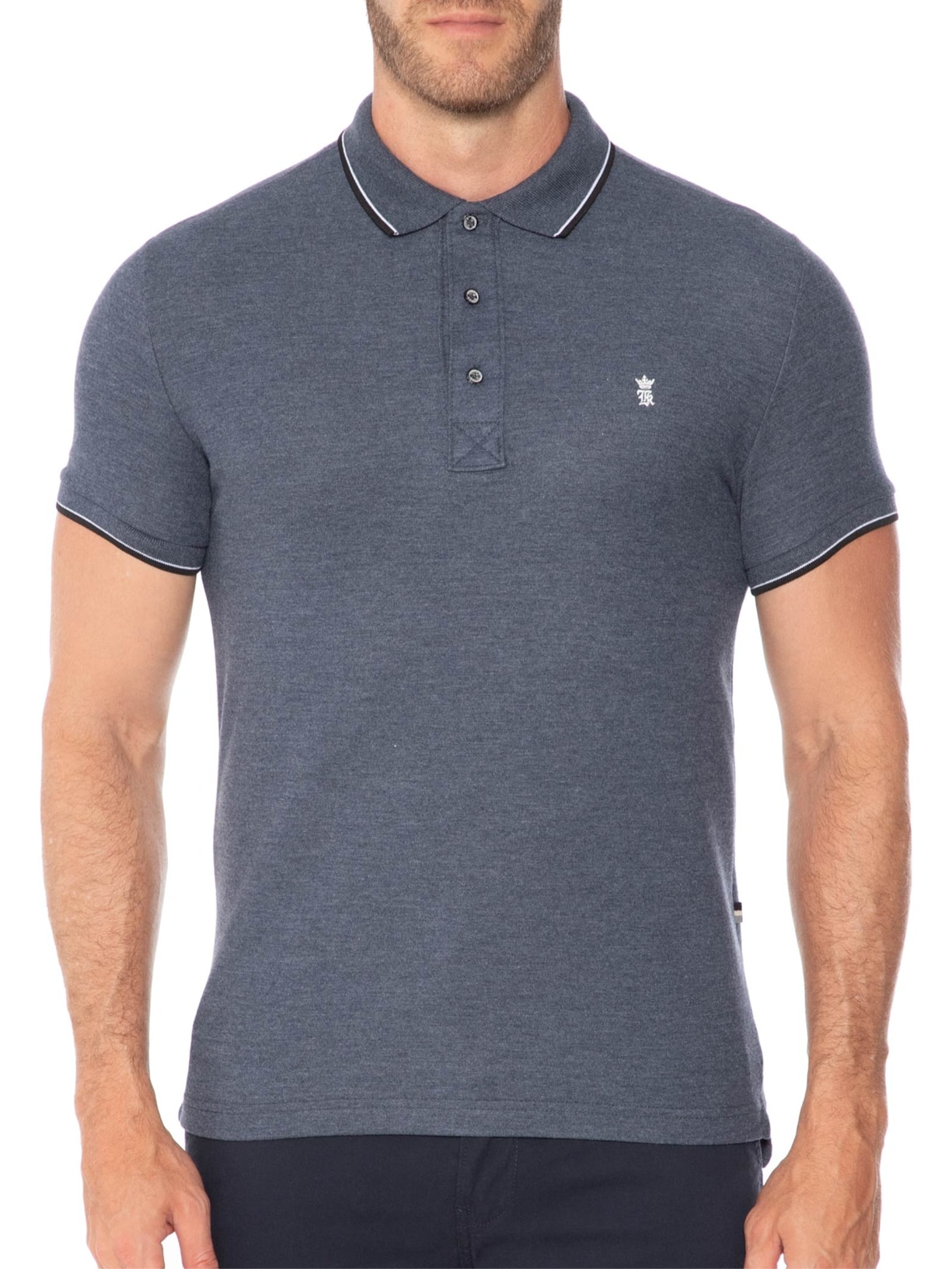 Polo Masculina Frisos Azul Sergio K