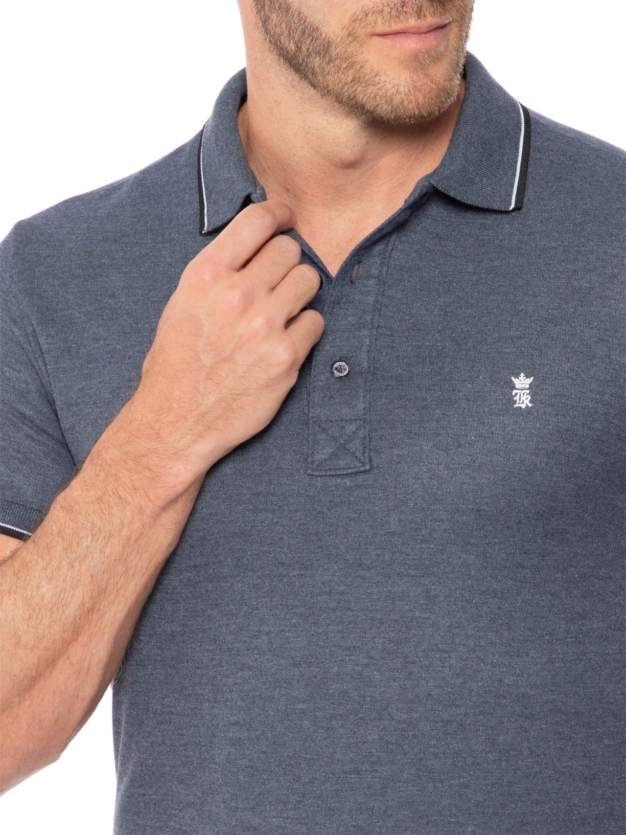 Polo Masculina Frisos Azul Sergio K