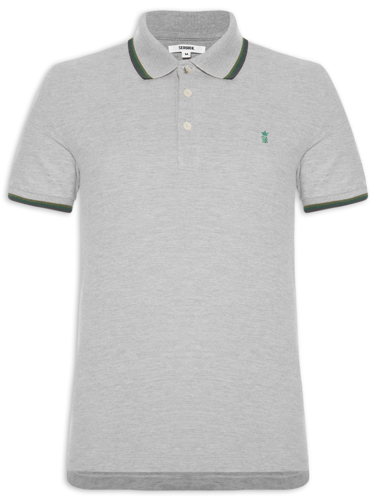 Polo Masculina Frisos Cinza Sergio K