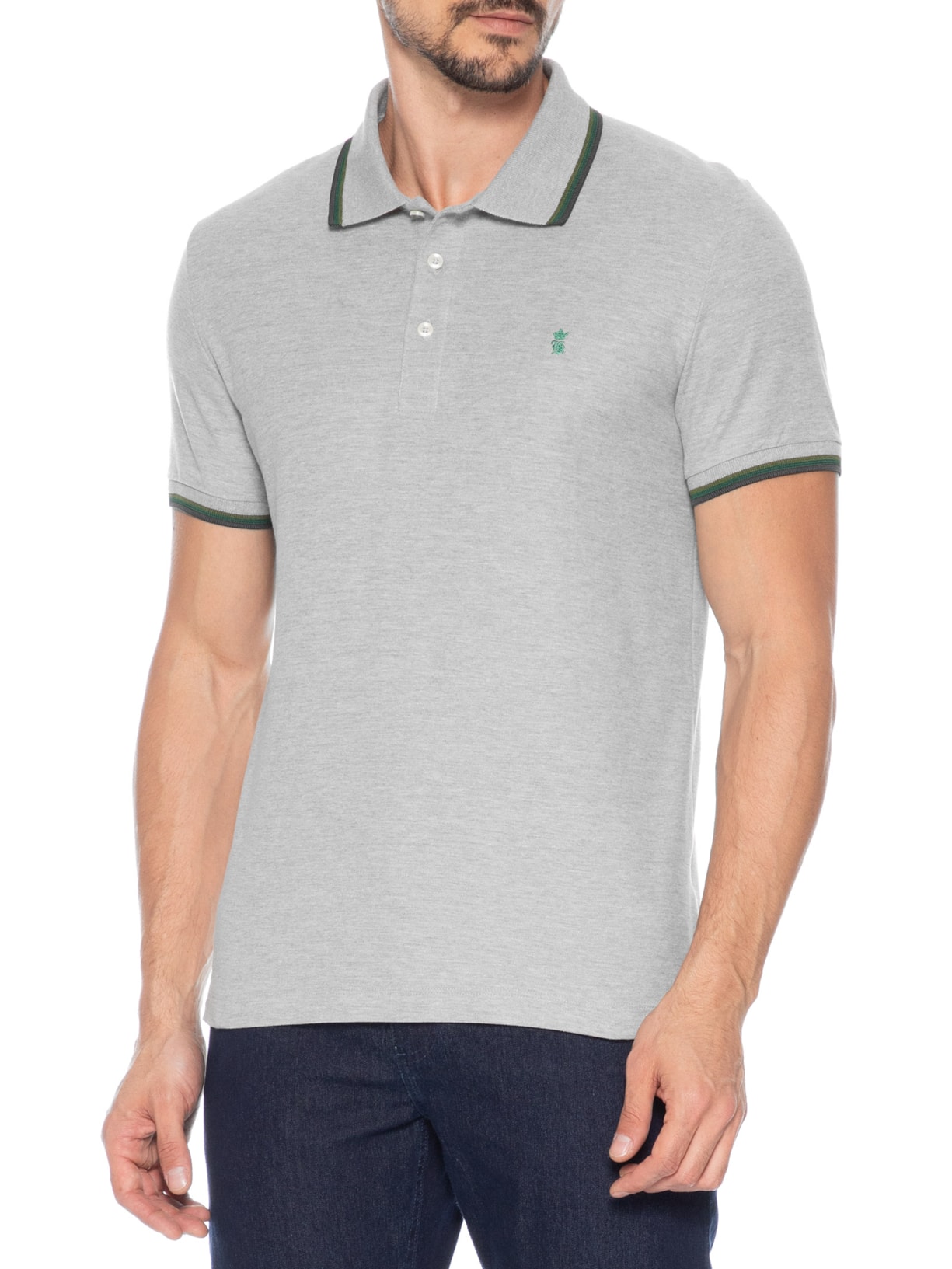 Polo Masculina Frisos Cinza Sergio K