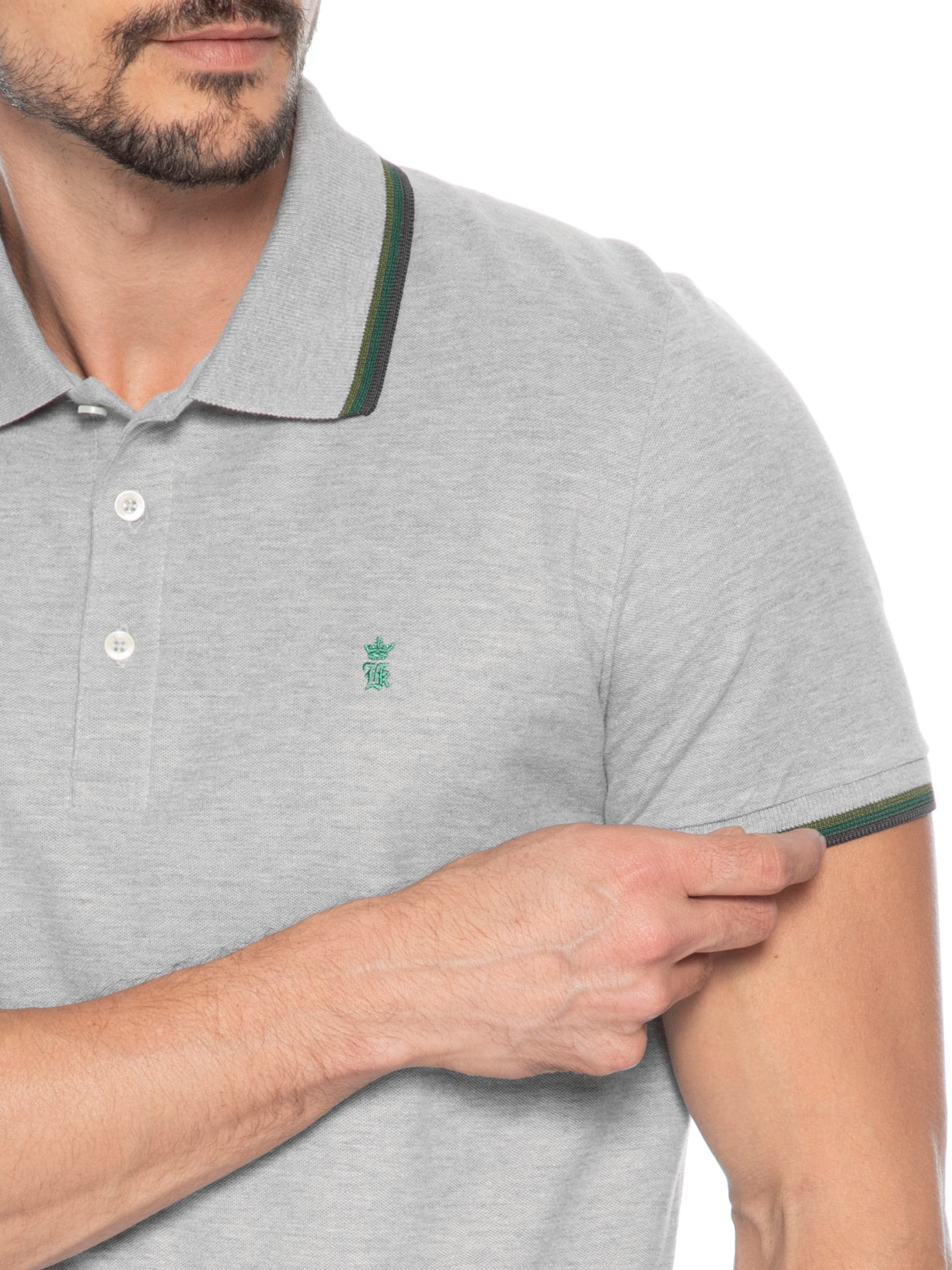 Polo Masculina Frisos Cinza Sergio K