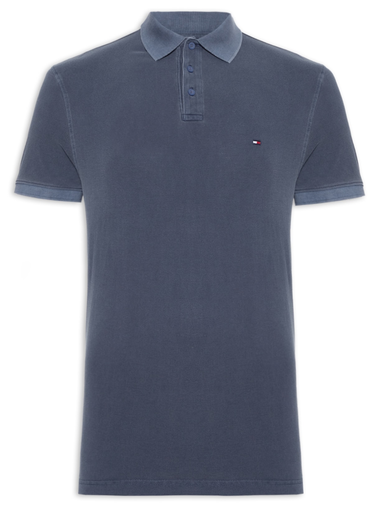 Polo Masculina Garment Dye Regular - Azul