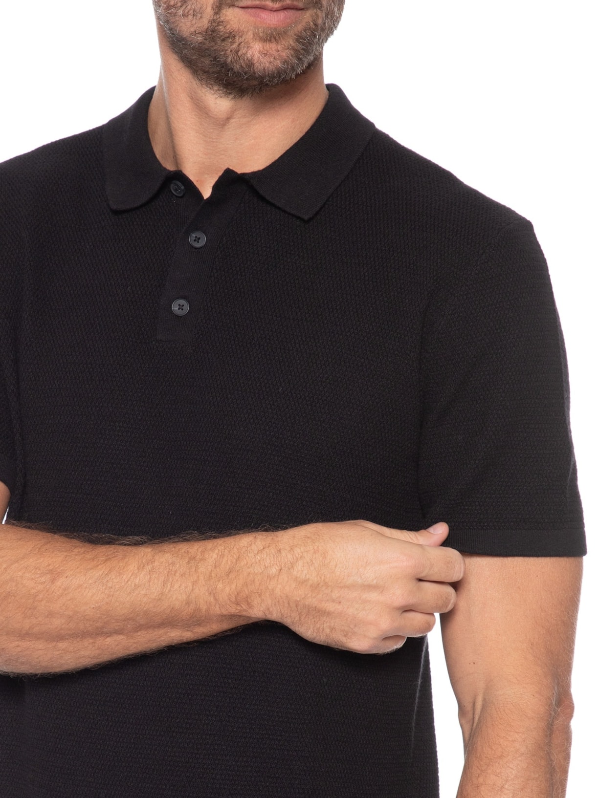 Polo Masculina George Algodão Orgânico Preto Jack & Jones