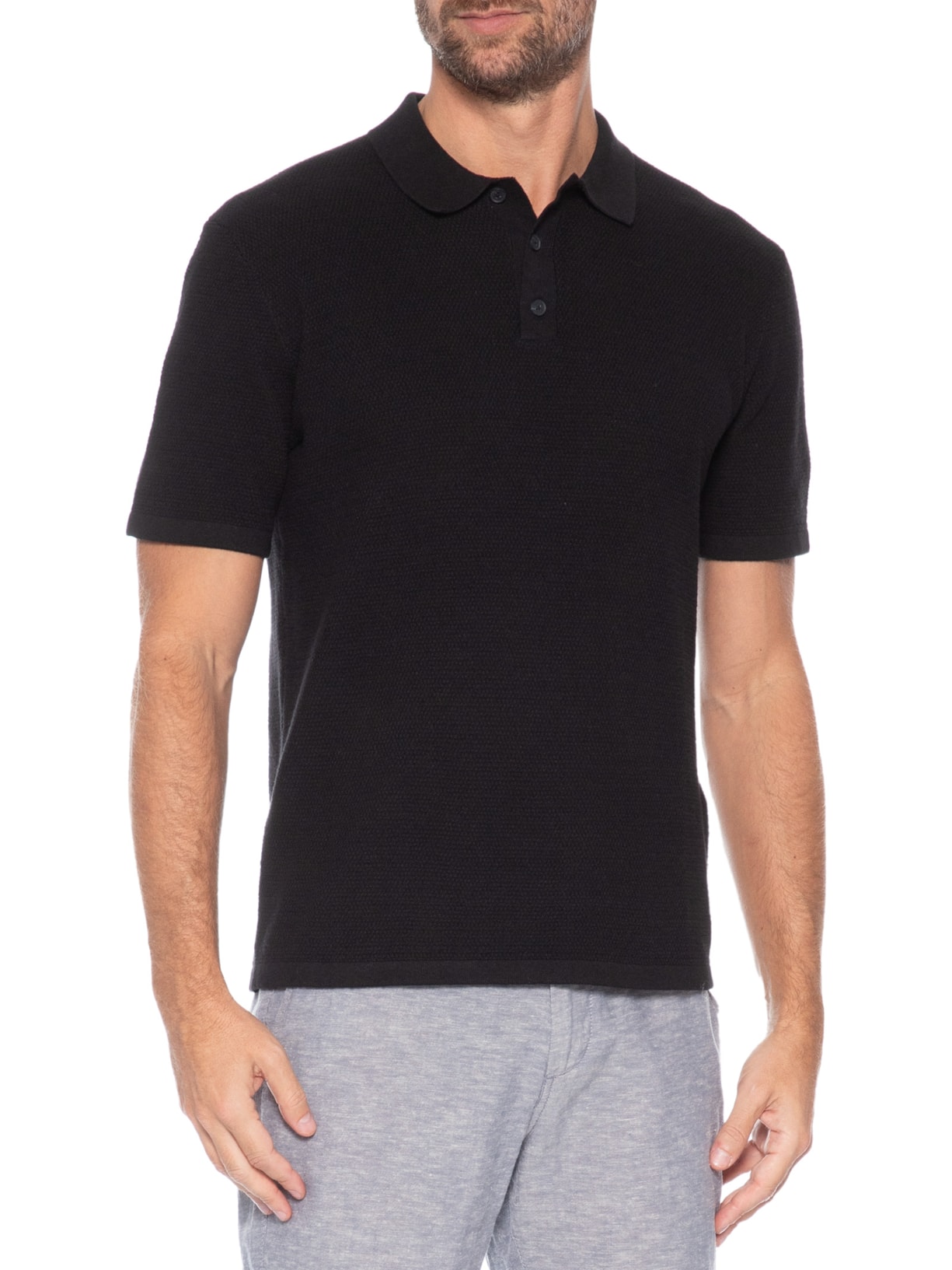 Polo Masculina George Algodão Orgânico Preto Jack & Jones