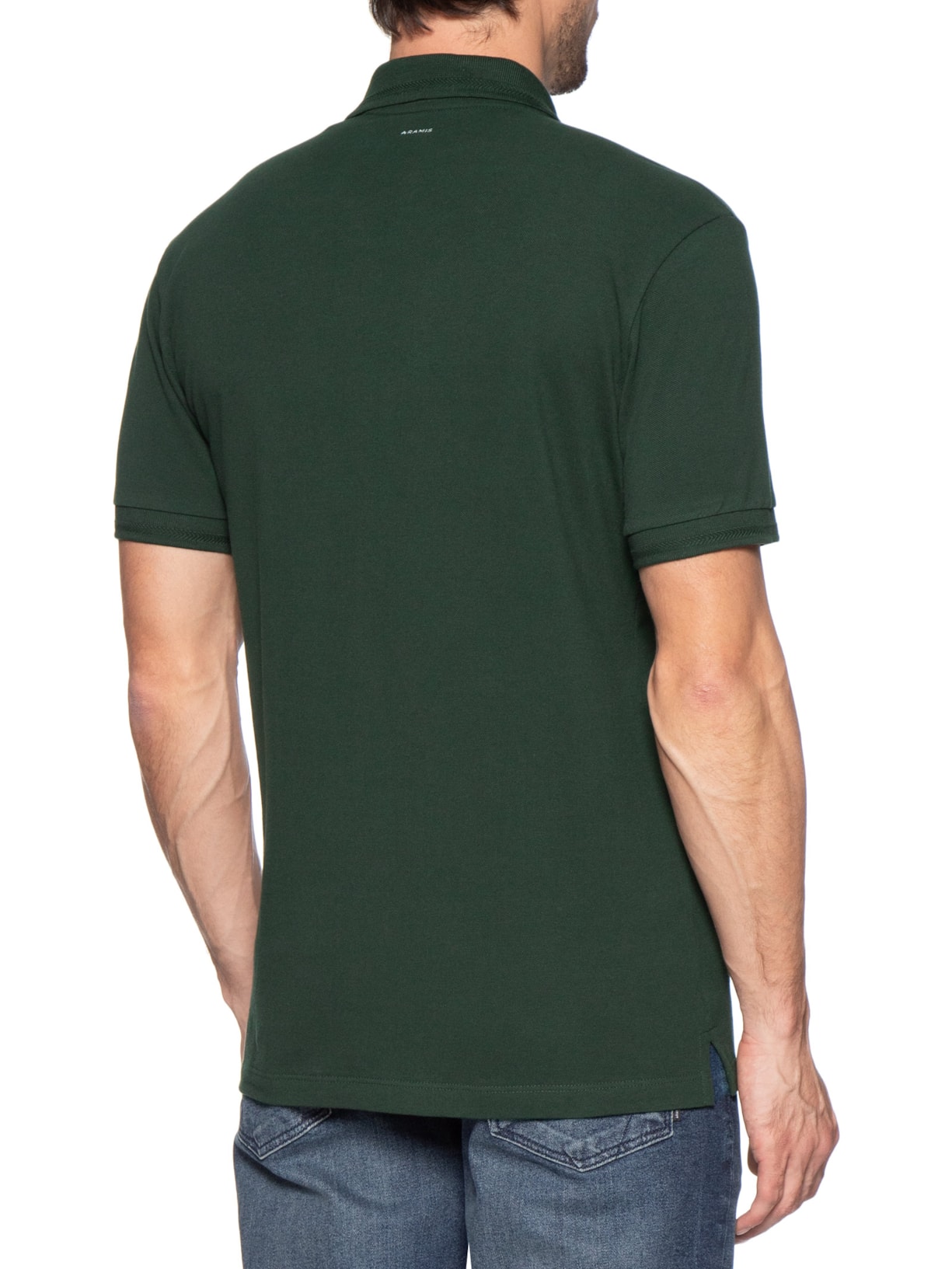 Polo Masculina Gola Espinha De Peixe Em Piquet Verde Aramis