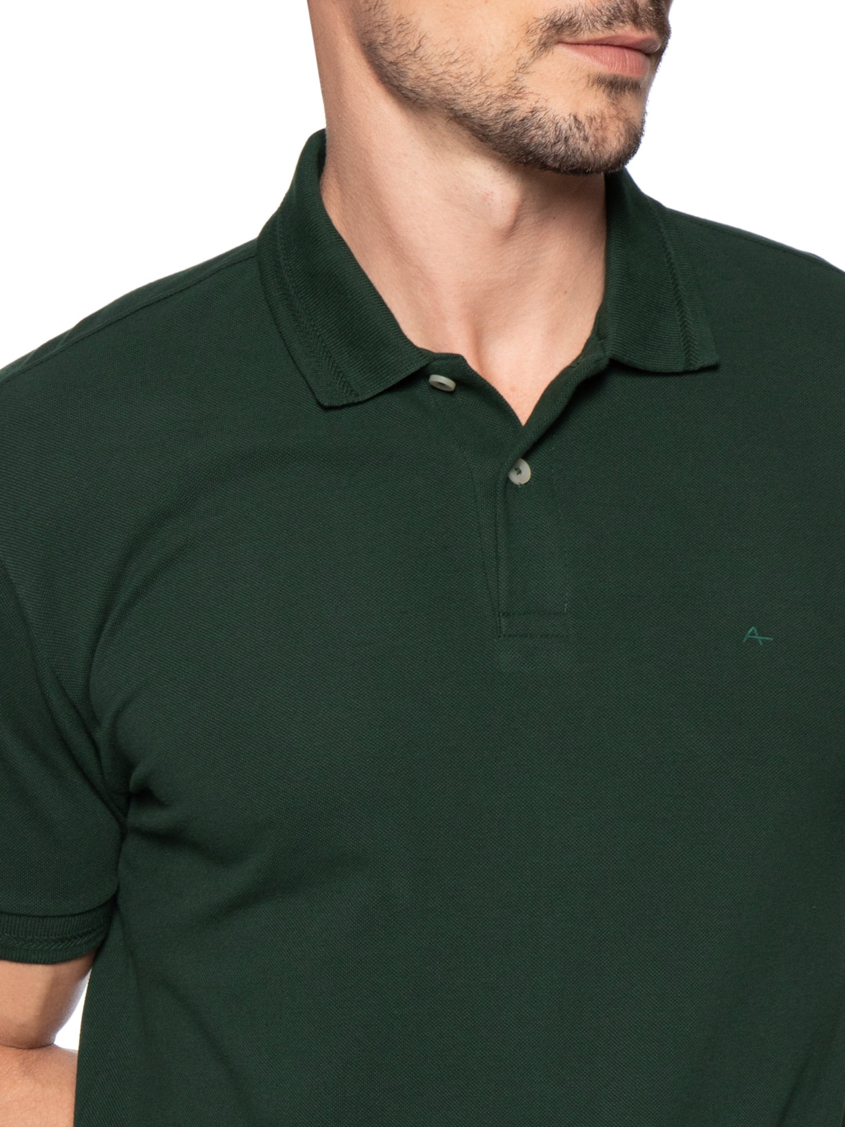 Polo Masculina Gola Espinha De Peixe Em Piquet Verde Aramis