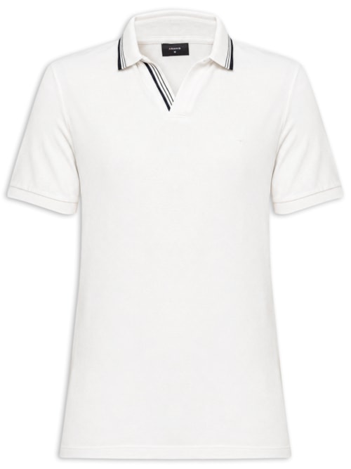 Polo Masculina Gola Friso Gola V - Branco