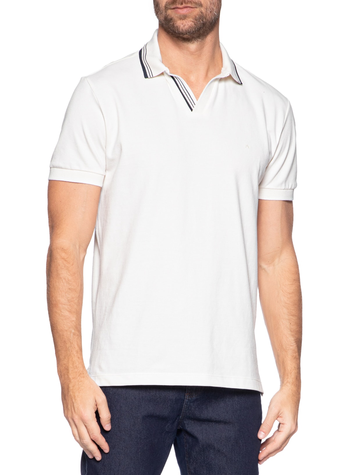 Polo Masculina Gola Friso Gola V Branco Aramis
