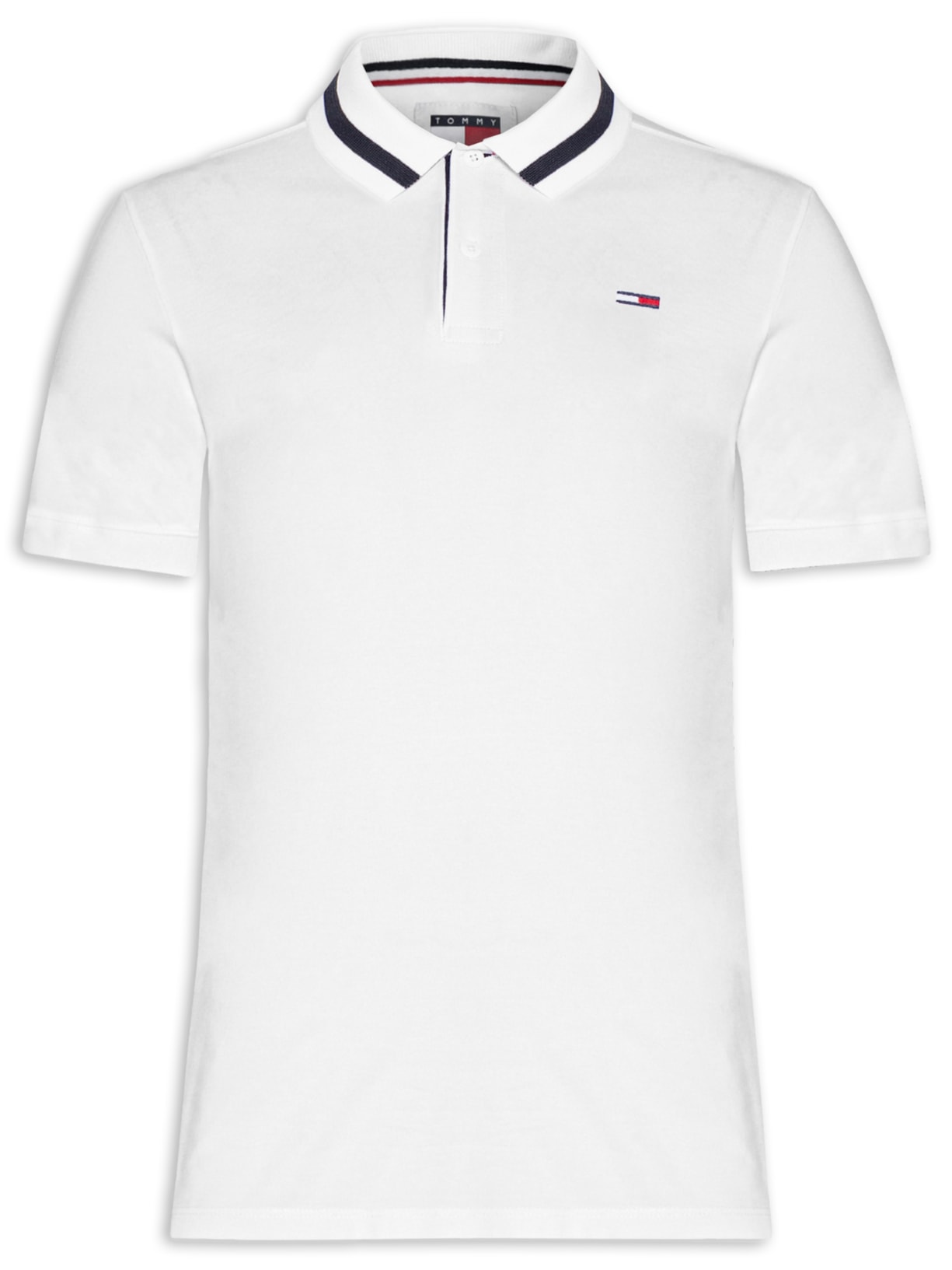 Polo Masculina Gola Jacquard Regular Fit Em Algodão - Branco