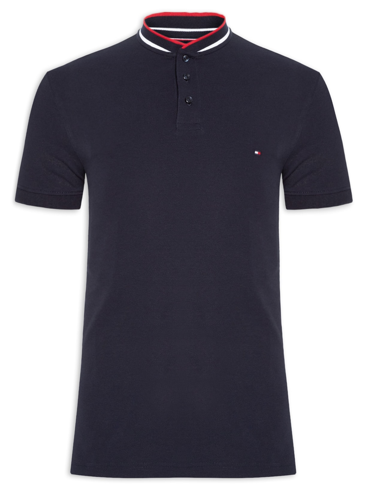 Polo Masculina Gola Mão Slim Fit Em Algodão Orgânico - Azul
