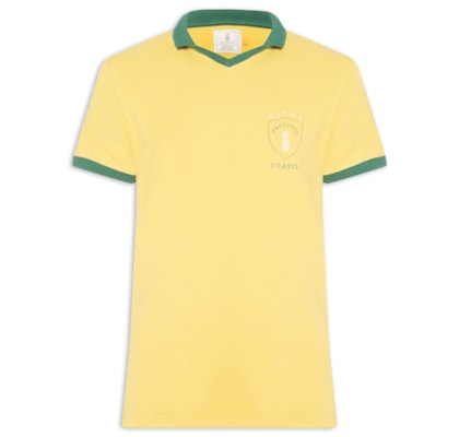 Polo Masculina Gola V Copa Em Algodão Stoned - Amarelo