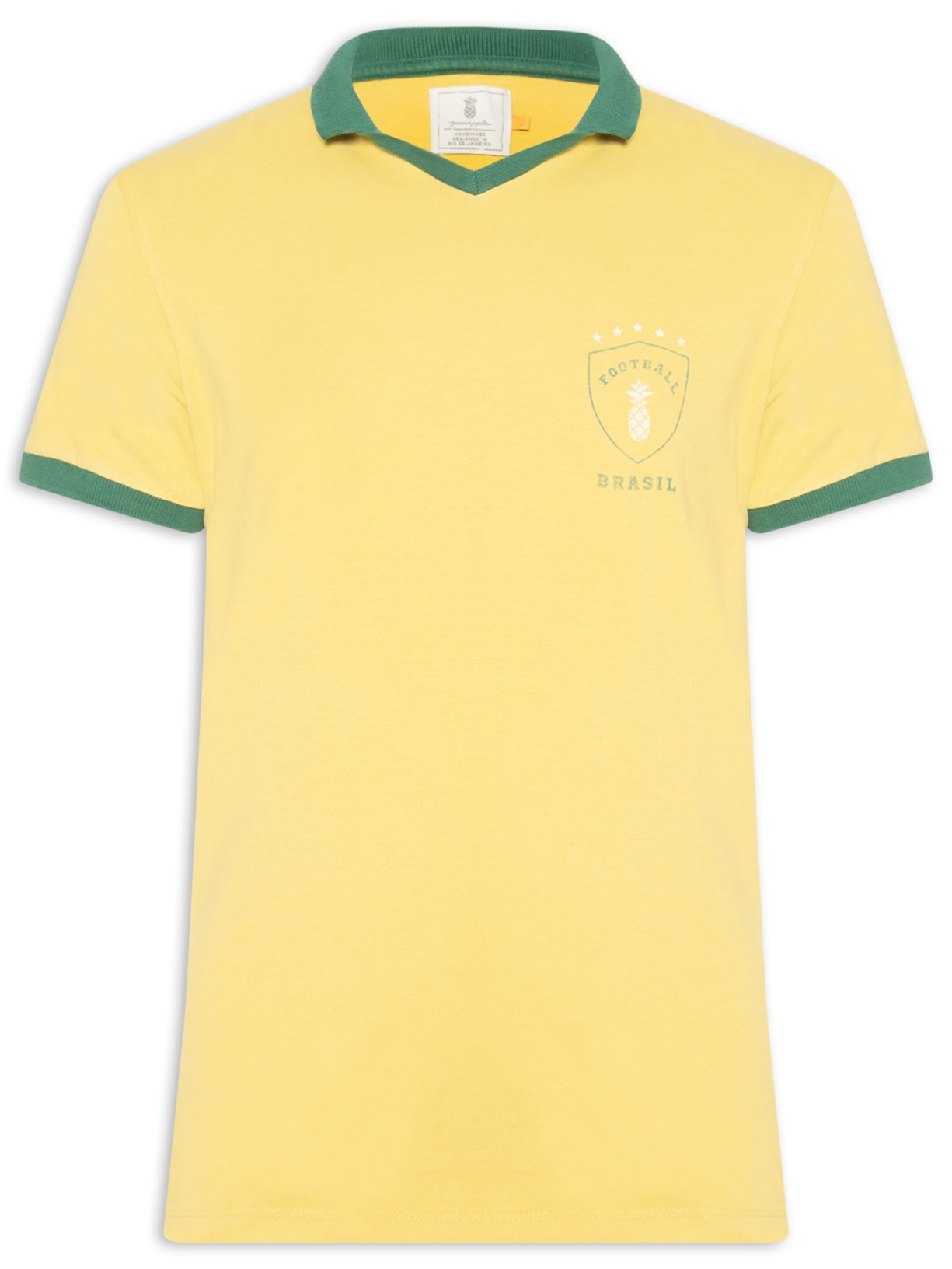 Polo Masculina Gola V Em Algodão Stoned Amarelo Pineapple