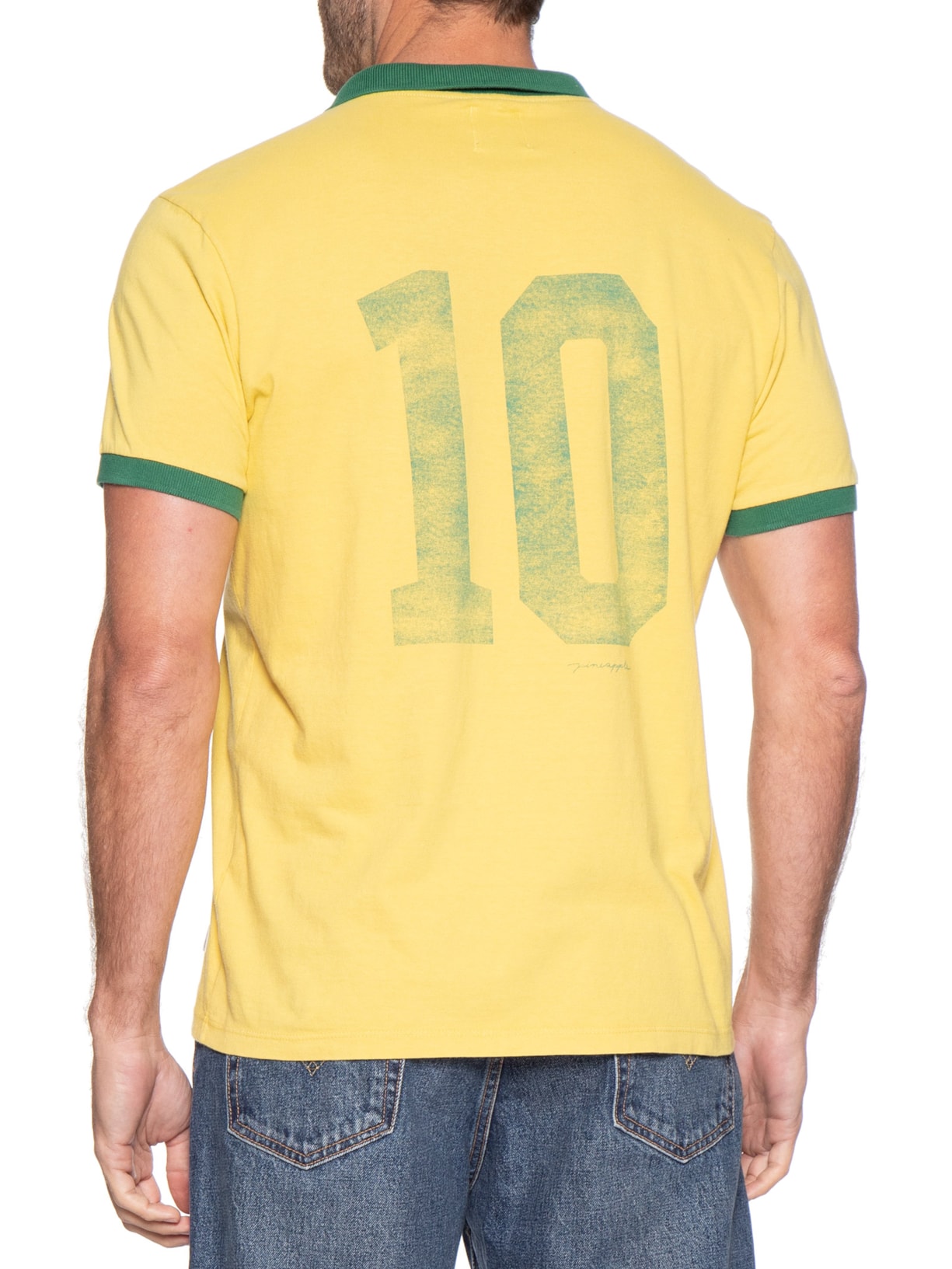 Polo Masculina Gola V Em Algodão Stoned Amarelo Pineapple