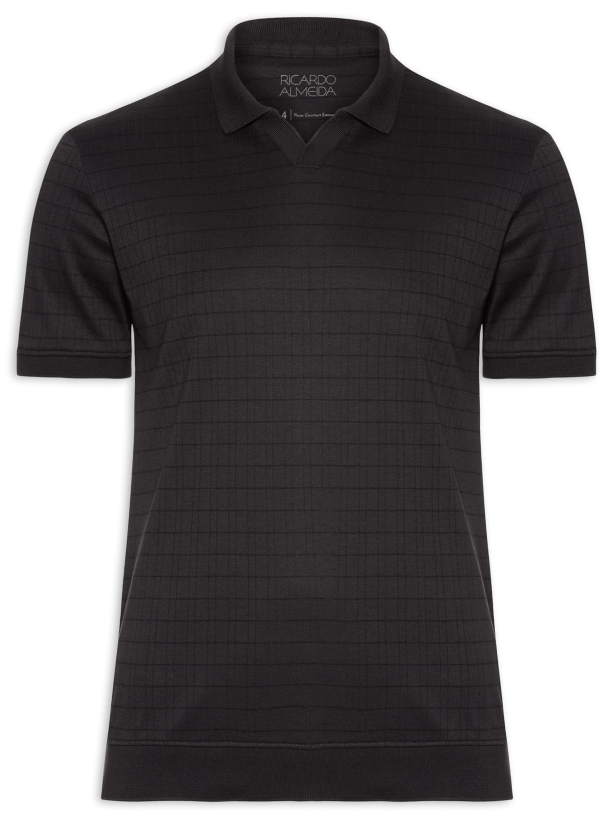 Polo Masculina Gola V Jacquard Em Algodão Pima - Marrom