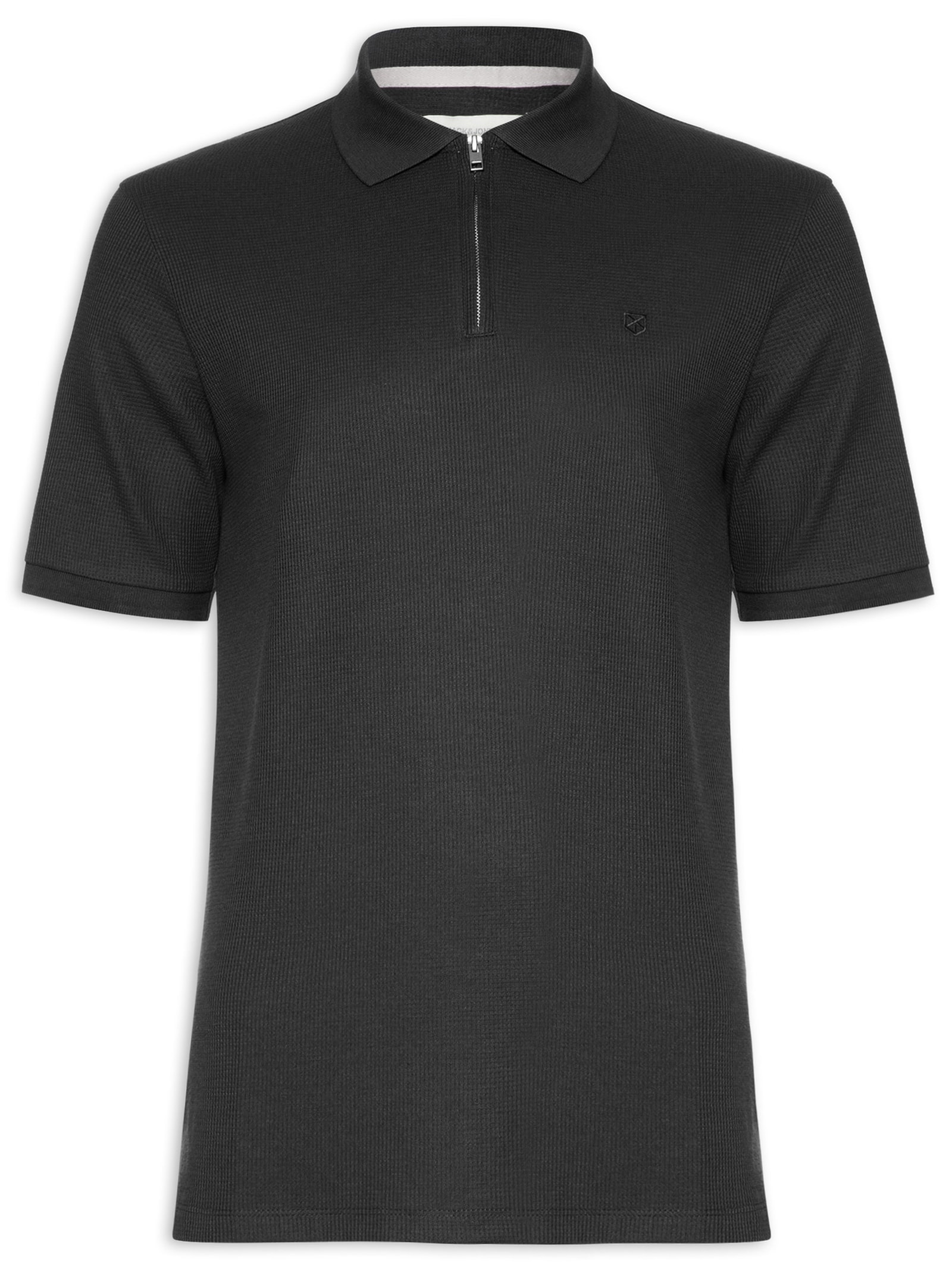Jack & Jones - Polo Masculina Half Zíper - Preto