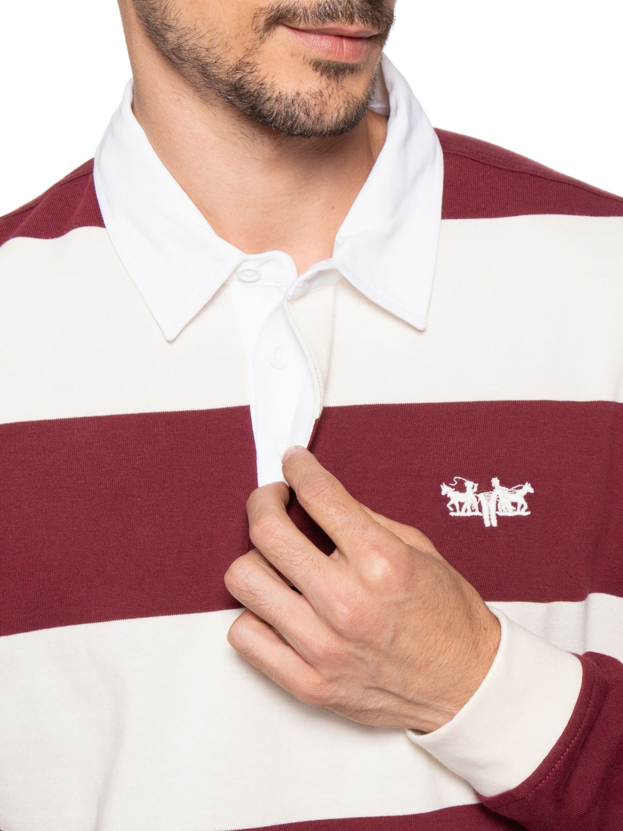 Polo Masculina Hudson Boxy Manga Longa Rubgby Vermelho Levi's