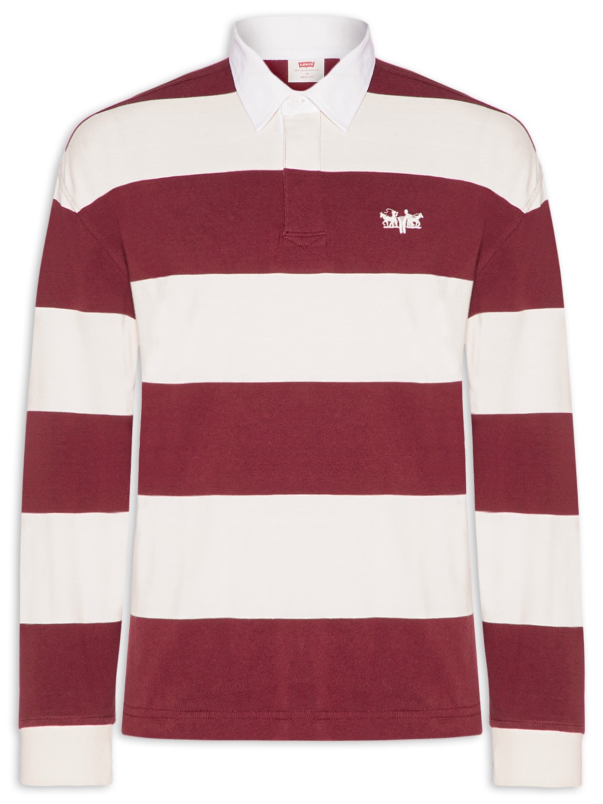 Polo Masculina Hudson Boxy Manga Longa Rubgby Vermelho Levi's