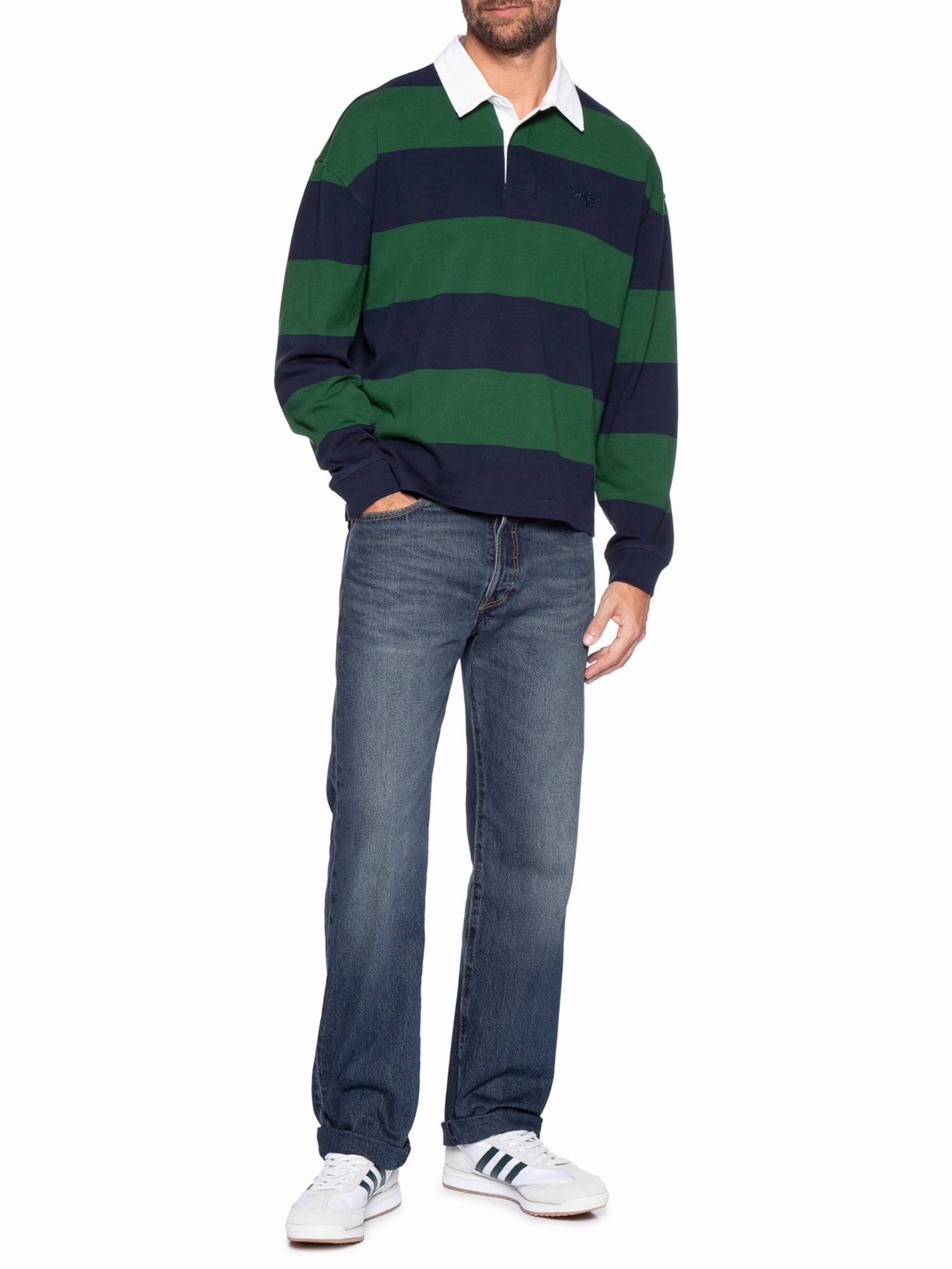 Polo Masculina Hudson Boxy Manga Longa Rugby Verde Levi's