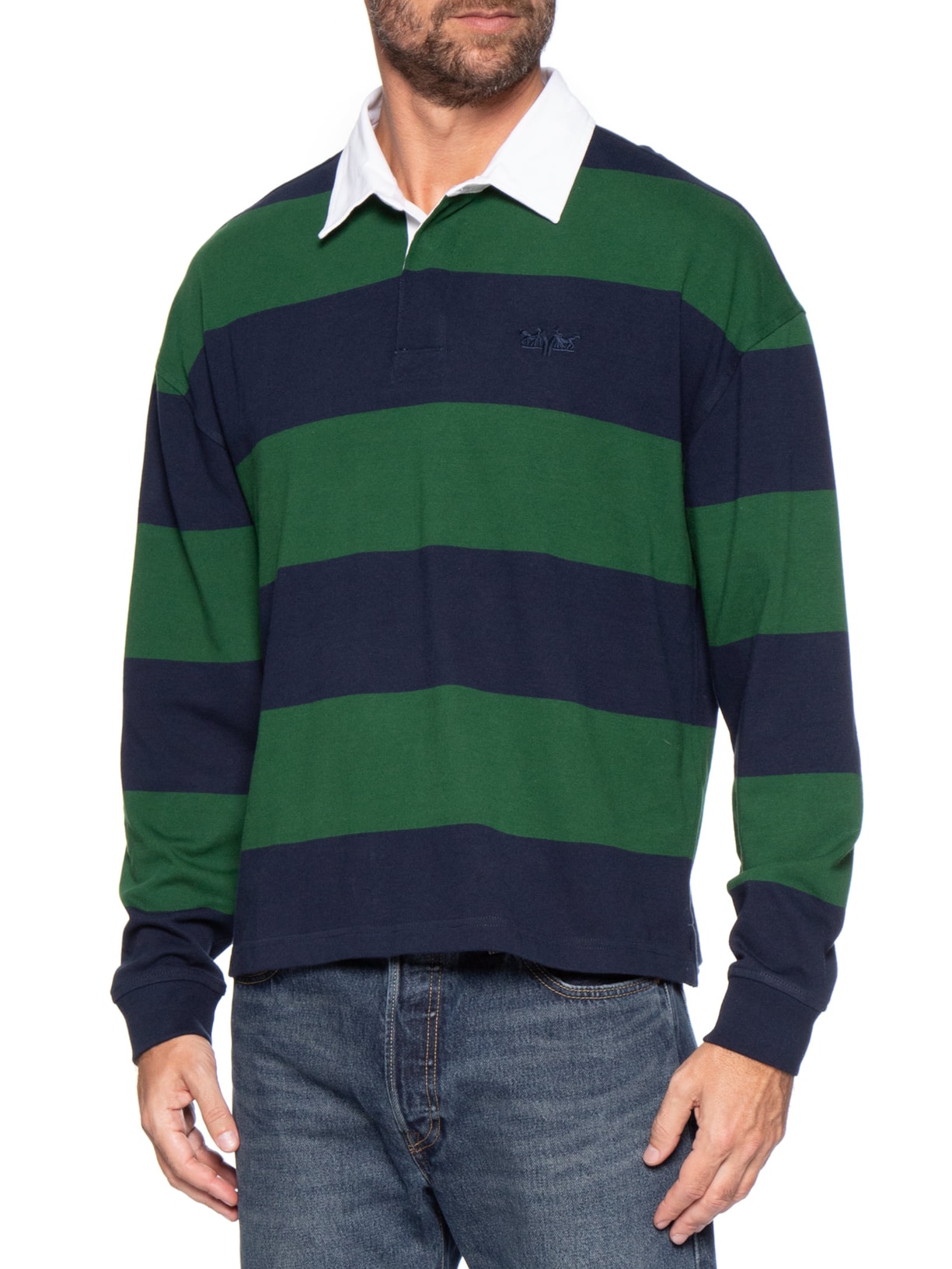 Polo Masculina Hudson Boxy Manga Longa Rugby Verde Levi's