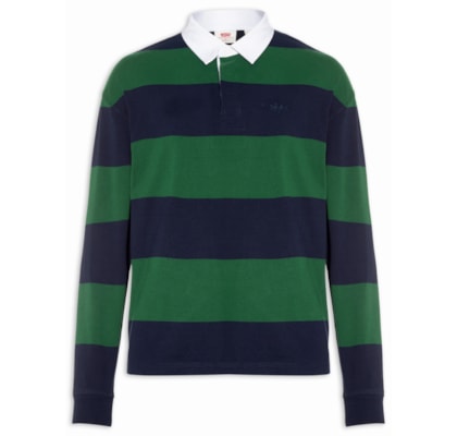 Polo Masculina Hudson Boxy Manga Longa Rugby - Verde