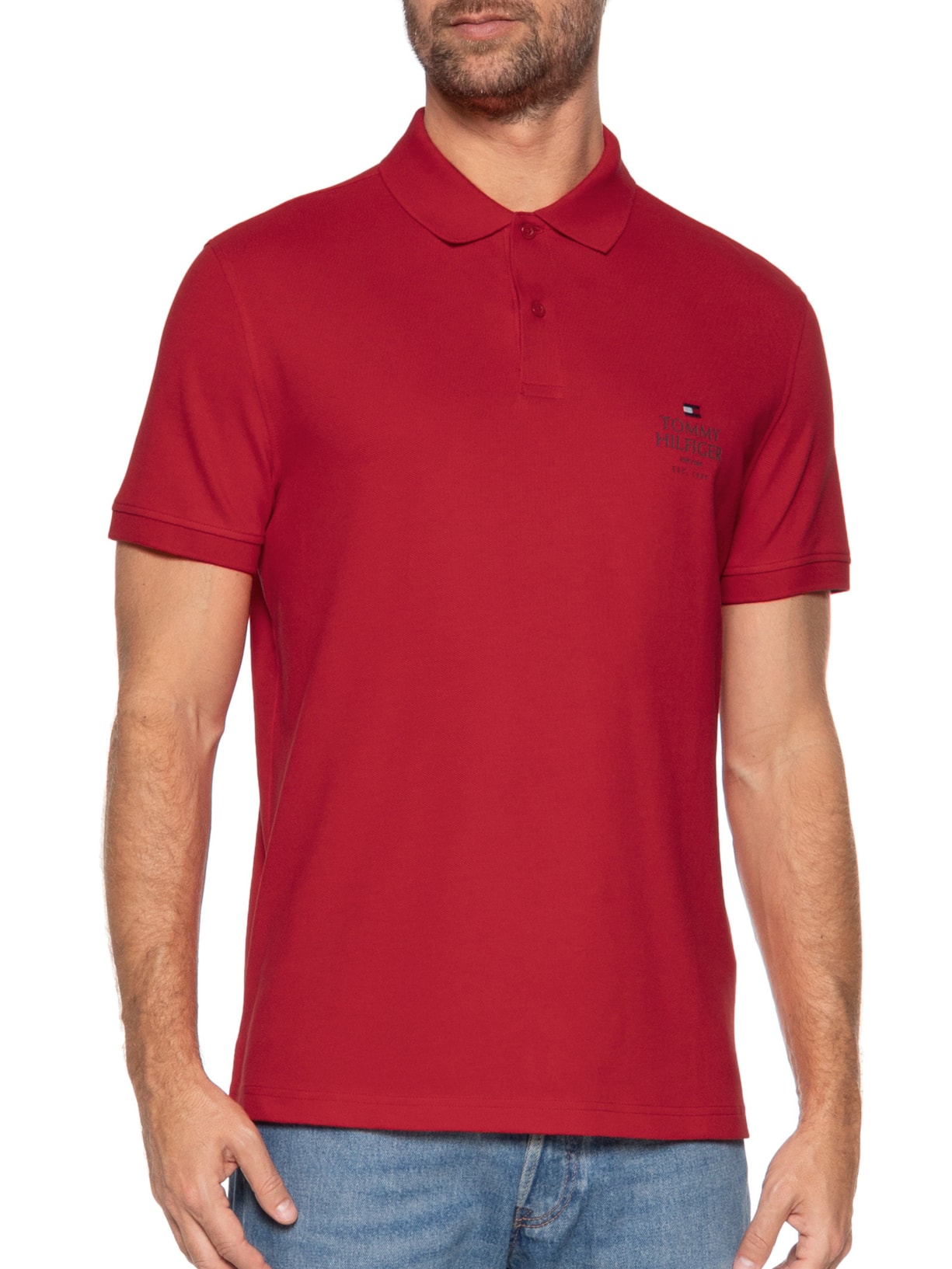 Polo Masculina Ic Stack Chest Regular Vermelho Tommy Hilfiger
