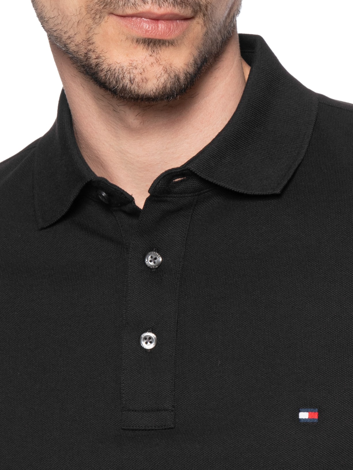 Polo Masculina Im 1985 Slim Fit Preto Tommy Hilfiger