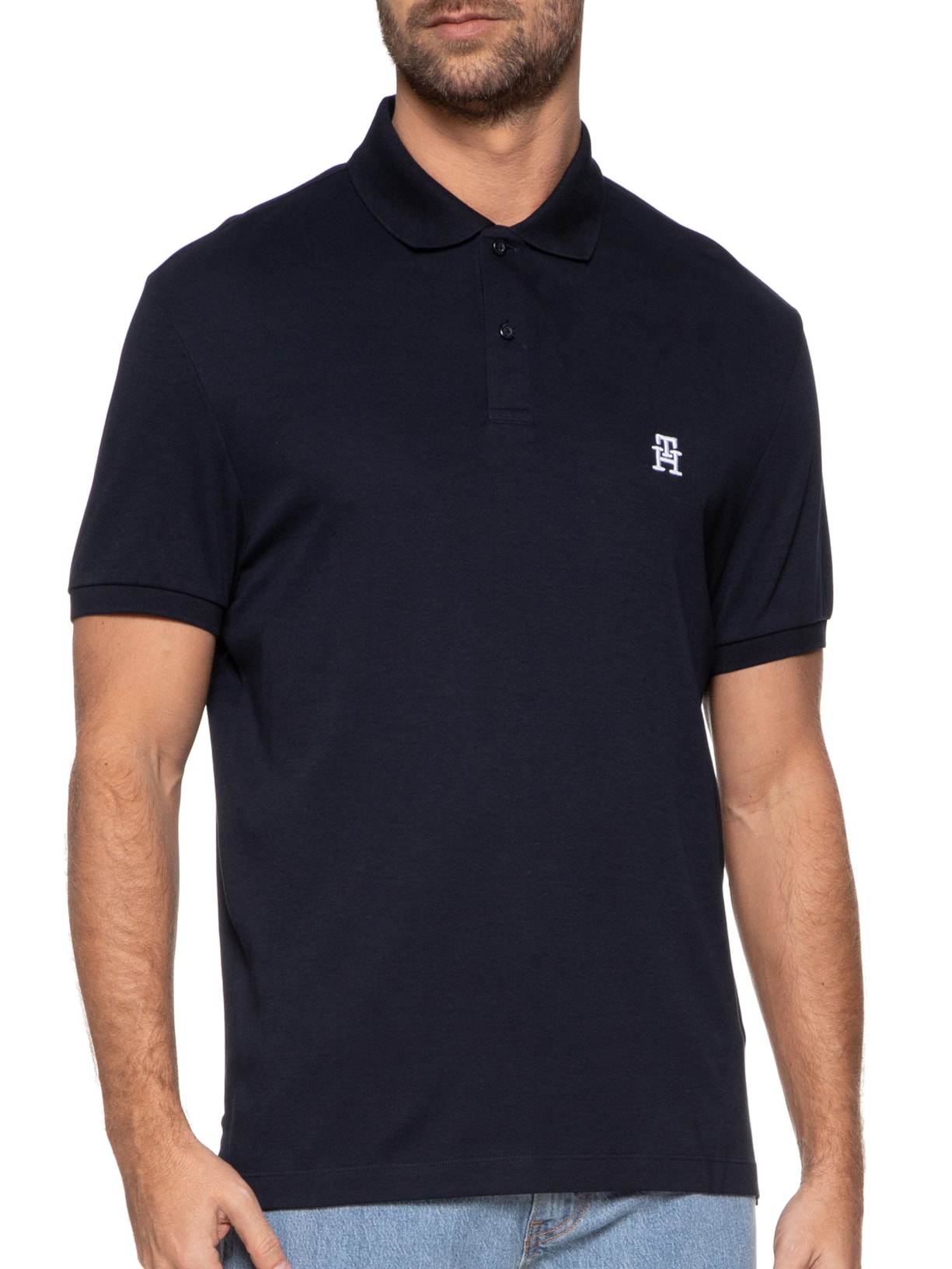 Polo Masculina Imd Interlock Reg Azul Tommy Hilfiger
