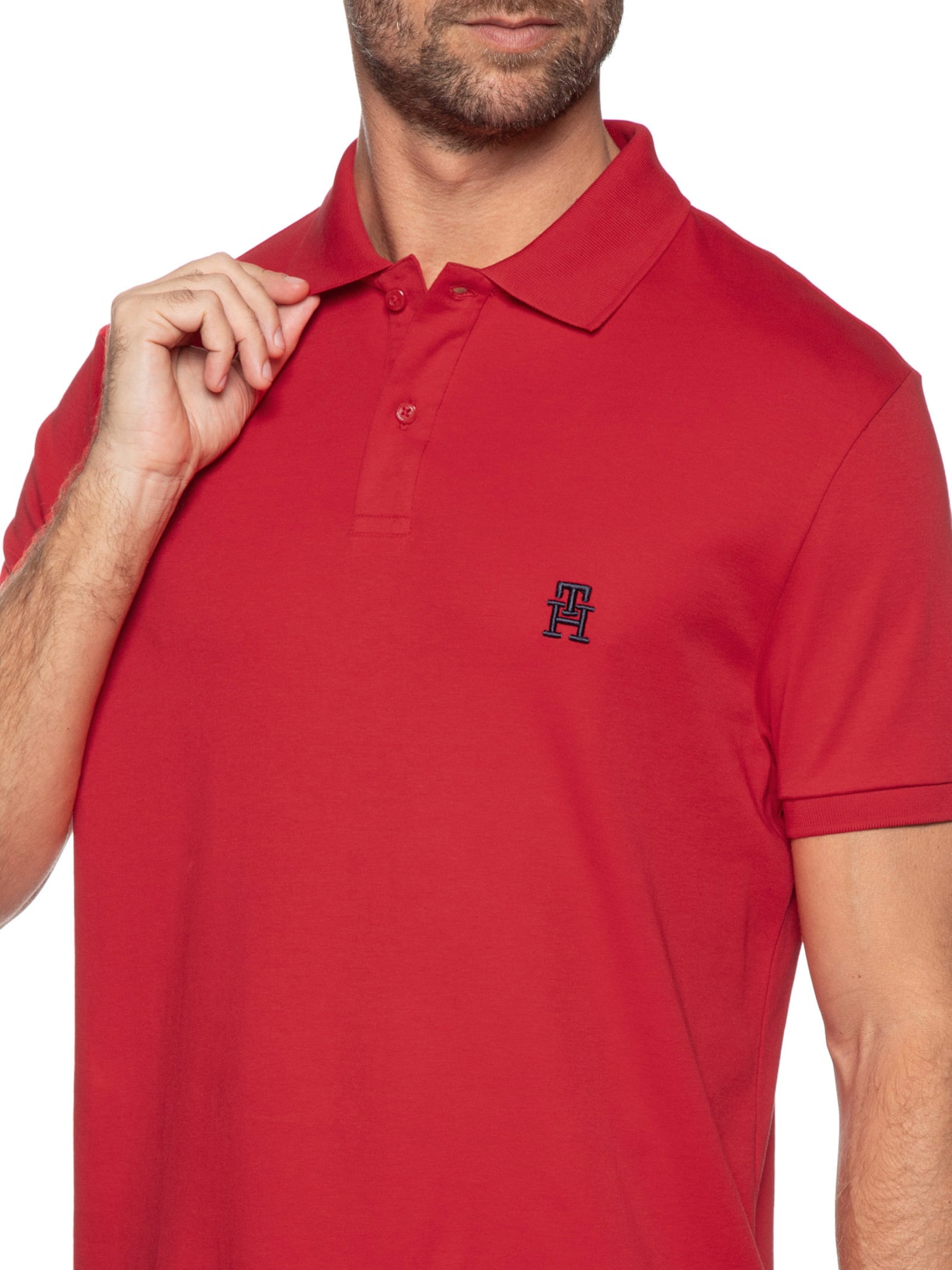 Polo Masculina Imd Interlock Reg Vermelho Tommy Hilfiger